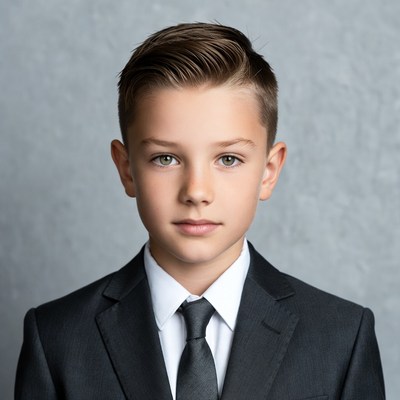 Young boy in suit portrait