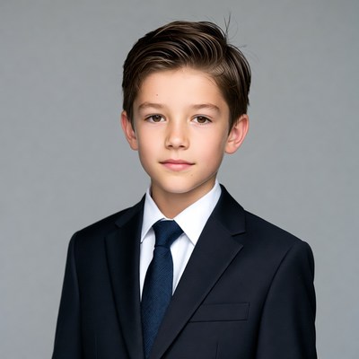 Young boy in suit and tie