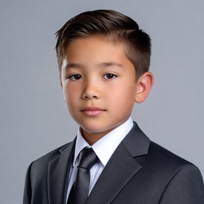 Asian boy in suit portrait