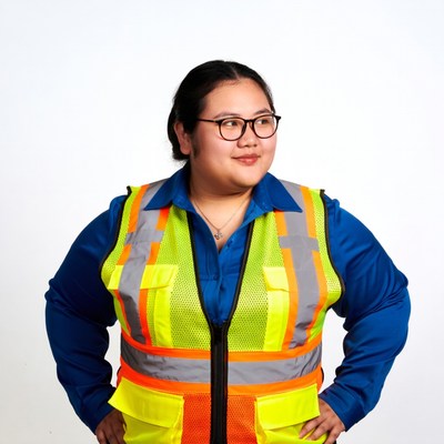 Asian woman in yellow safety vest