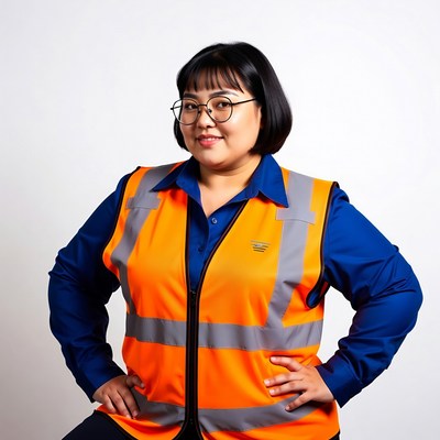 Asian woman in safety vest