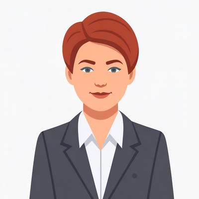 Red-haired woman in business suit