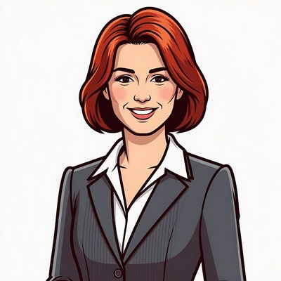Redhead woman in business suit