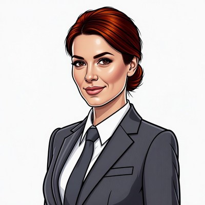 Redhead woman in suit