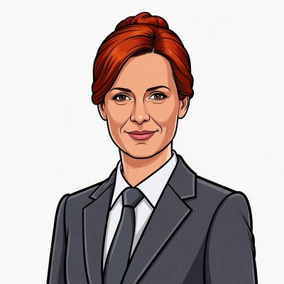 Redhead woman in suit
