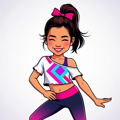 Asian girl dancing in colorful crop top