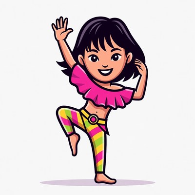 Asian girl dancing in colorful outfit