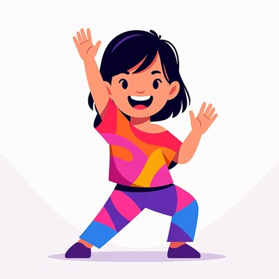 Happy Asian girl waving hands