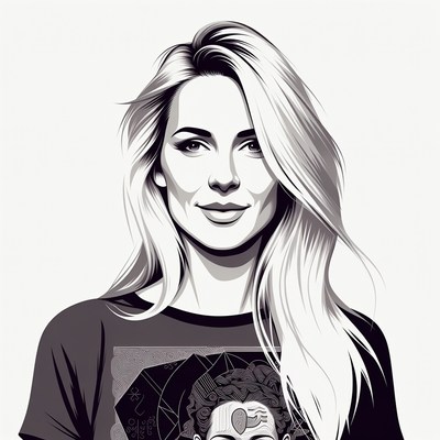 Blonde woman in graphic t-shirt