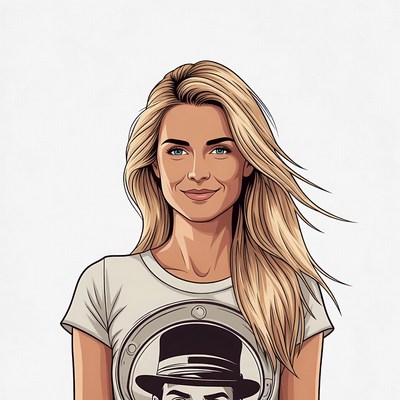Blonde woman wearing porthole t-shirt