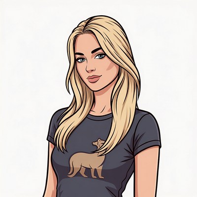 Blonde woman in wolf t-shirt