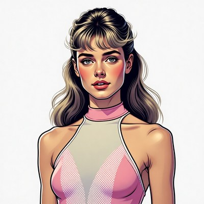 Blonde woman in pink halter top