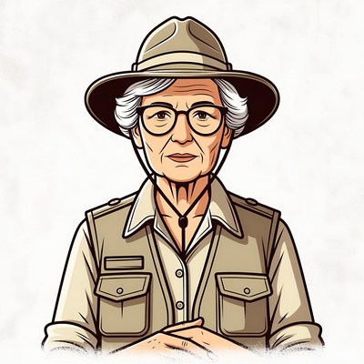 Elderly woman in safari hat