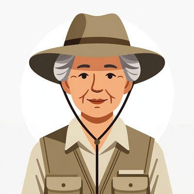 Elderly woman in safari hat