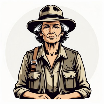 Elderly woman in safari hat