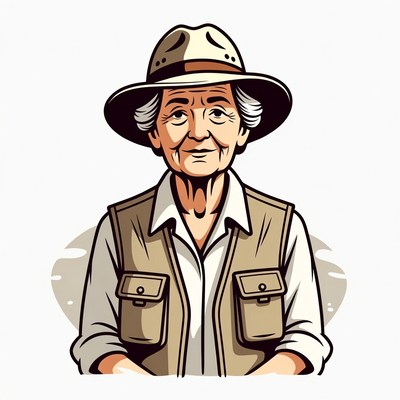 Elderly woman in safari vest