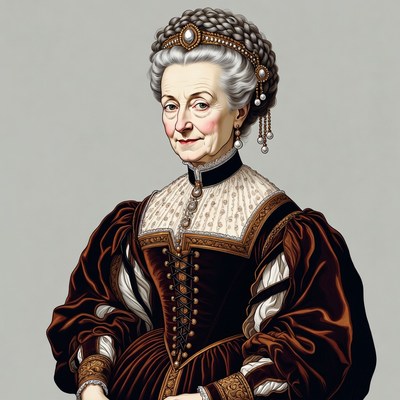 Elderly woman in Renaissance gown