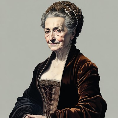 Elderly woman in baroque gown