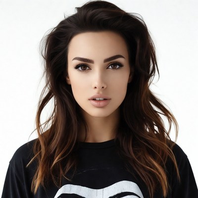 Beautiful woman with wavy brown hair