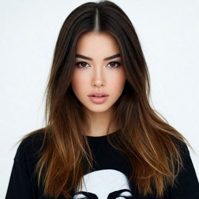 Beautiful woman with long brown hair
