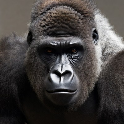 Close-up of intense gorilla face