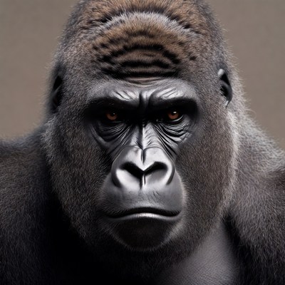 Close-up of intense gorilla face