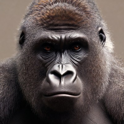 Close-up of intense gorilla face