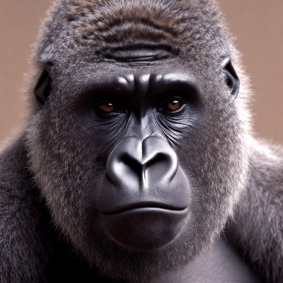 Close-up of silverback gorilla face