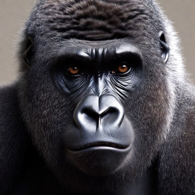 Close-up of intense gorilla face