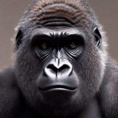 Close-up of intense gorilla face