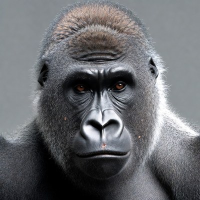 Close-up of intense gorilla face