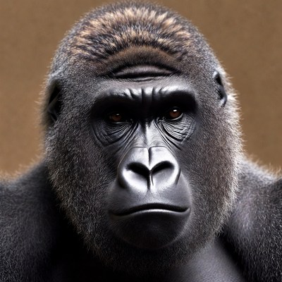 Close-up of intense gorilla face