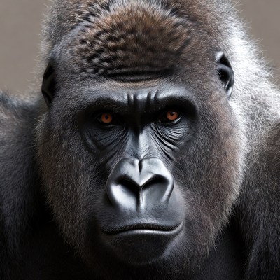 Close-up of intense gorilla face
