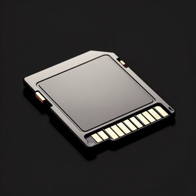 SD Memory Card on Black Background