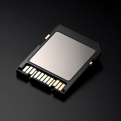 SD Memory Card on Black Background