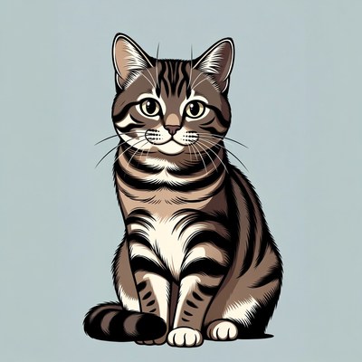 Cute tabby kitten illustration