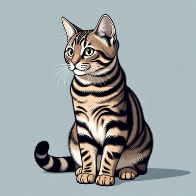 Tabby cat sitting illustration