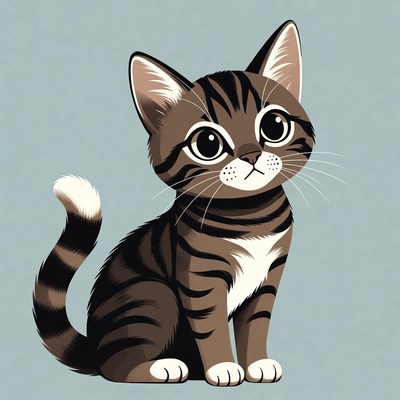 Cute tabby kitten illustration