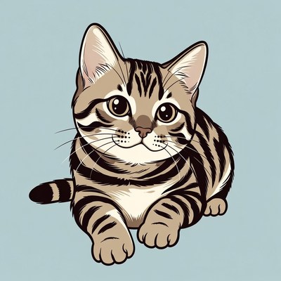 Cute tabby kitten illustration