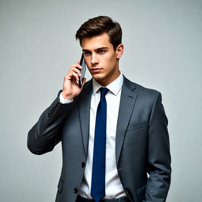 Handsome man on phone call