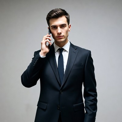 Man talking on phone in suit