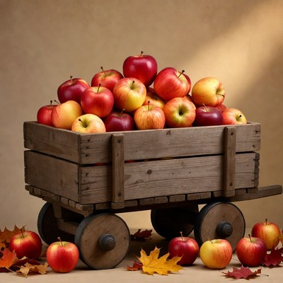 Red Apples in Wooden Crate