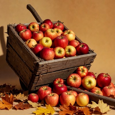 Red Apples in Wooden Crate