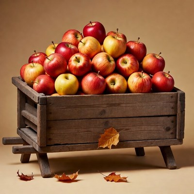 Red Apples in Wooden Crate