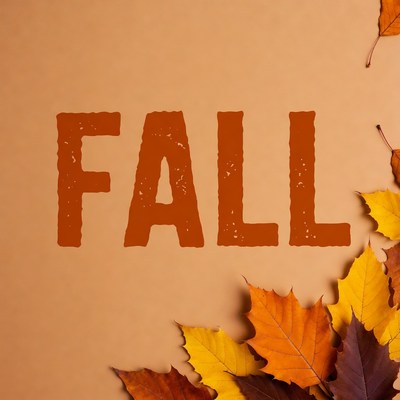 Fall Text with Autumn Leaves