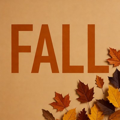 Fall Text with Autumn Leaves