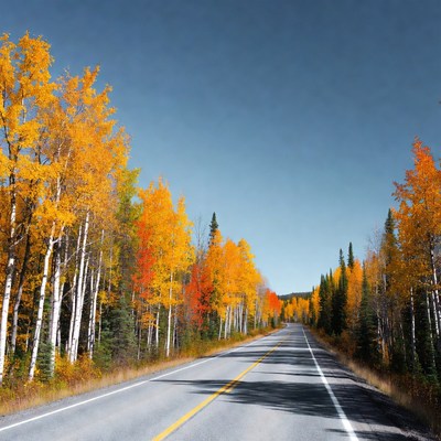 Aspen Trees Lining Autumn Road