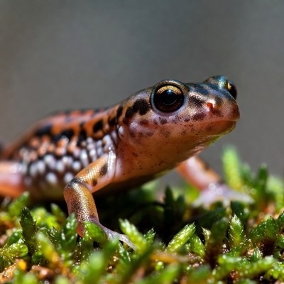 Orange Salamander on Moss