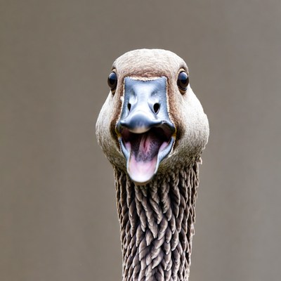 Goose with open mouth