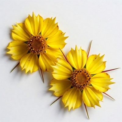 Two Yellow Coreopsis Flowers